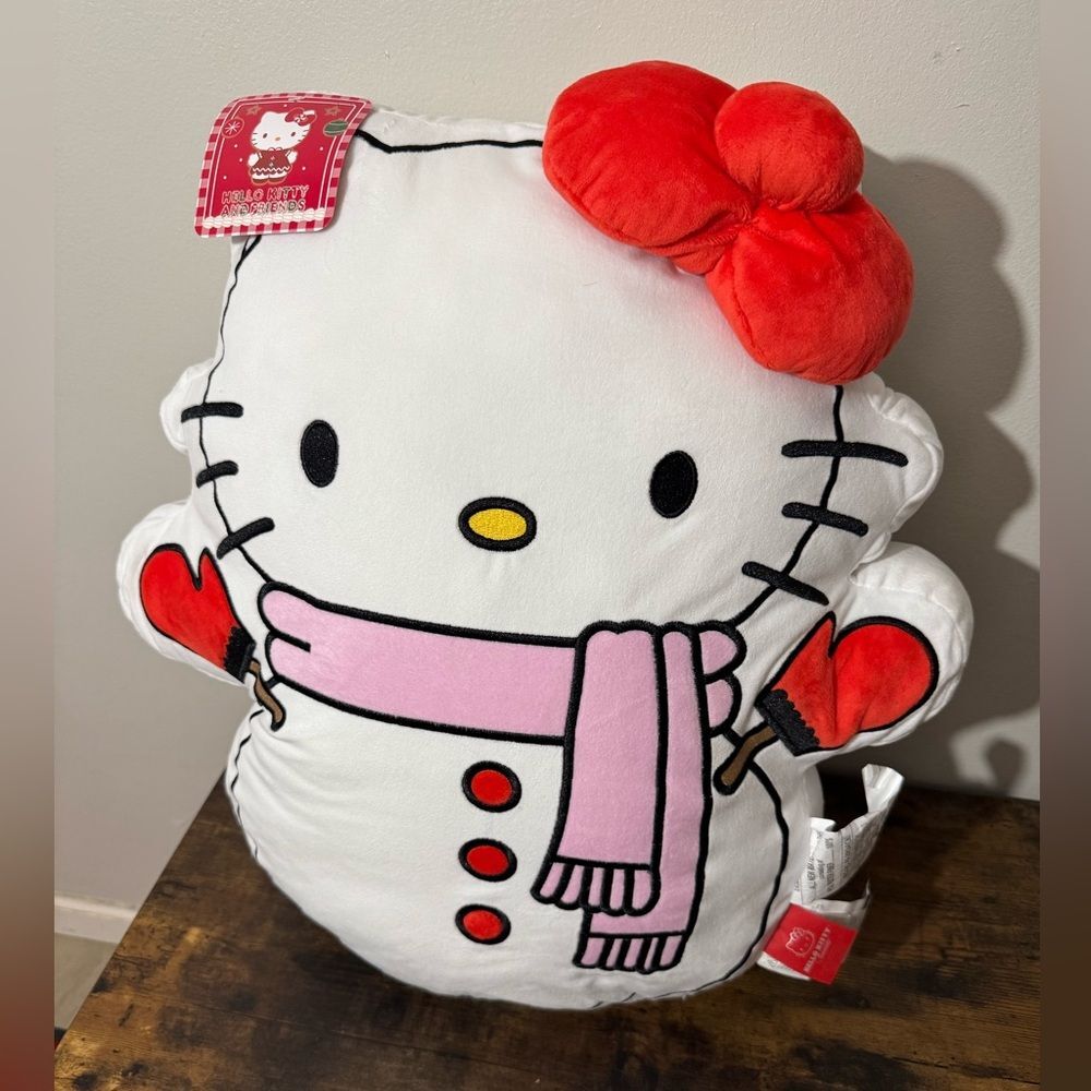 Hello Kitty Snowman Christmas Plush Pillow - Sanrio Holiday Decor (NWT)